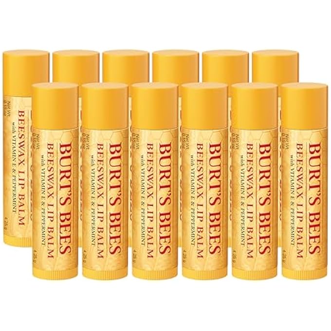 Burt's Bees LIP BALM - ORIGINAL BEESWAX 12 COUNT PACK IN BULK, LIP MOISTURIZER WITH RESPONSIBLY SOURCED BEESWAX, TINT-FREE, NATURAL ORIGIN CONDITIONING LIP TREATMENT, 12 TUBES, 0.15 OZ - Image 1